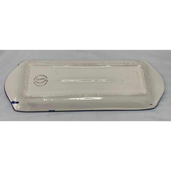 Handcrafted Spanish Ceramic Serving Tray With Vibrant Blue Yellow & Orange - Picture 5 of 6